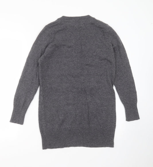 Marks and Spencer Womens Grey V-Neck Polyamide Pullover Jumper Size 12