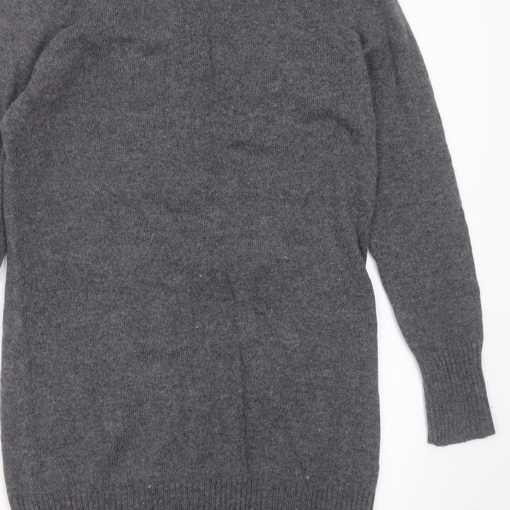 Marks and Spencer Womens Grey V-Neck Polyamide Pullover Jumper Size 12