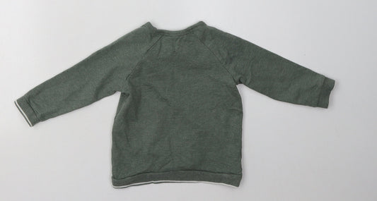 George Boys Green Cotton Basic Casual Size 12-18 Months Crew Neck Buckle - hey, im new here