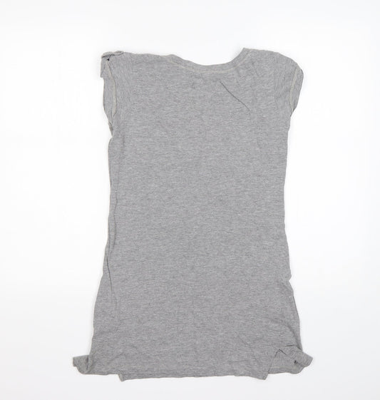 Preworn Womens Grey Cotton Basic T-Shirt Size 8 Round Neck
