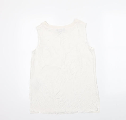 N ew Look Womens White Polyester Basic Blouse Size 10 Round Neck