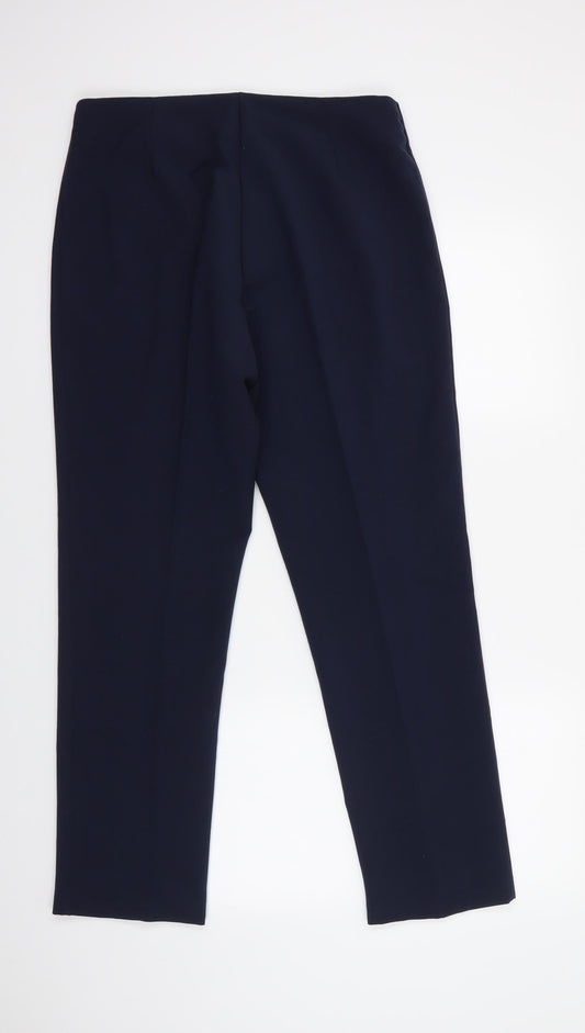 Preworn Womens Blue Polyester Dress Pants Trousers Size 14 L30 in Regular Zip