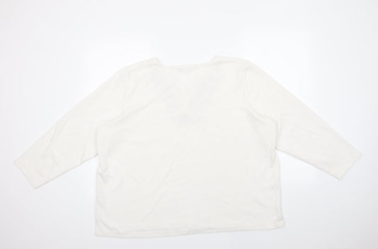 BM Womens White Polyester Basic Blouse Size XL V-Neck