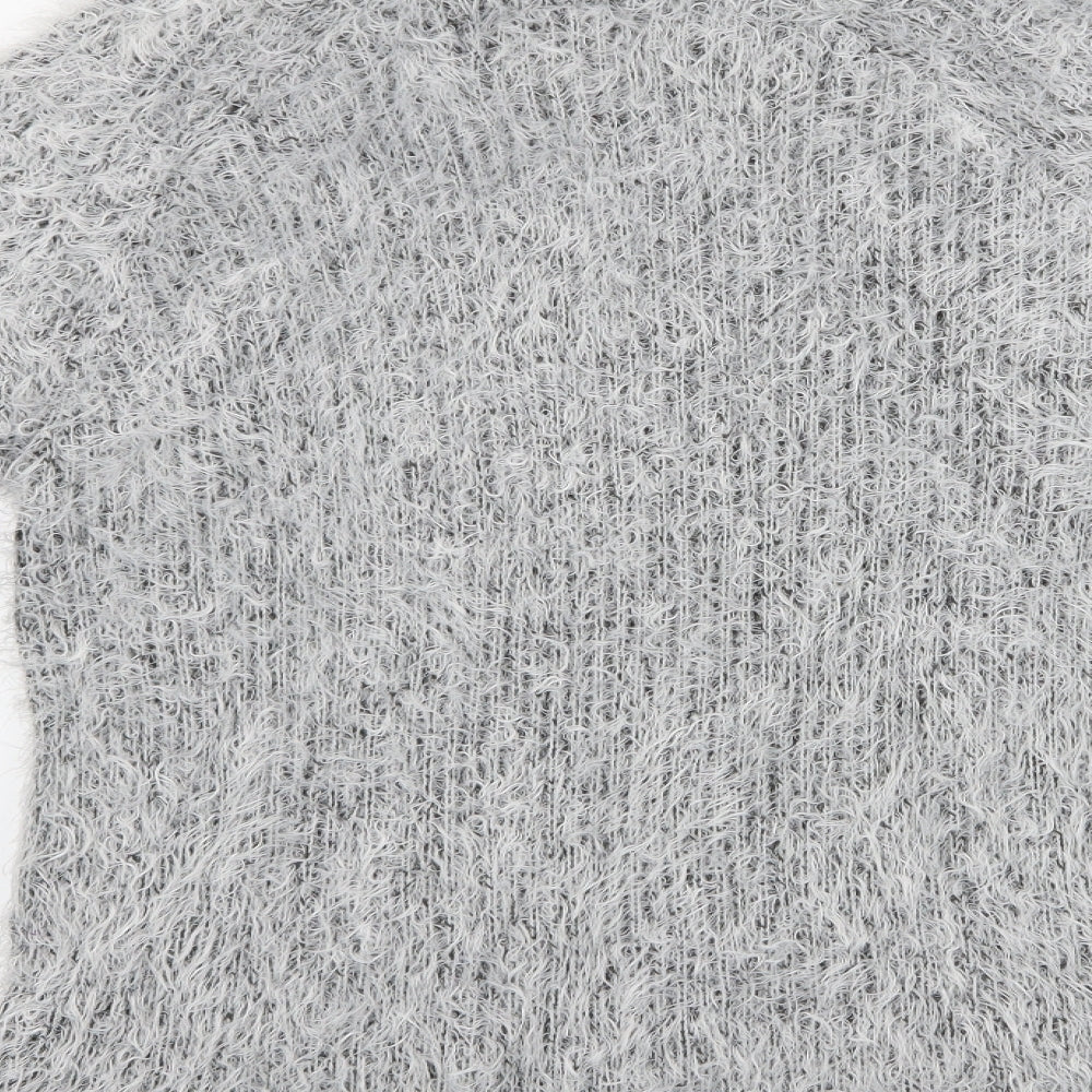Bellfield Womens Grey Mock Neck Nylon Pullover Jumper Size 10