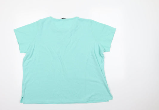 BM Womens Green Cotton Basic Blouse Size XL Crew Neck