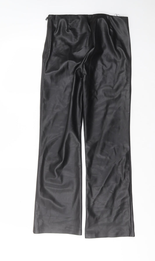 Preworn Womens Black Polyurethane Trousers Size 30 in L29 in Regular