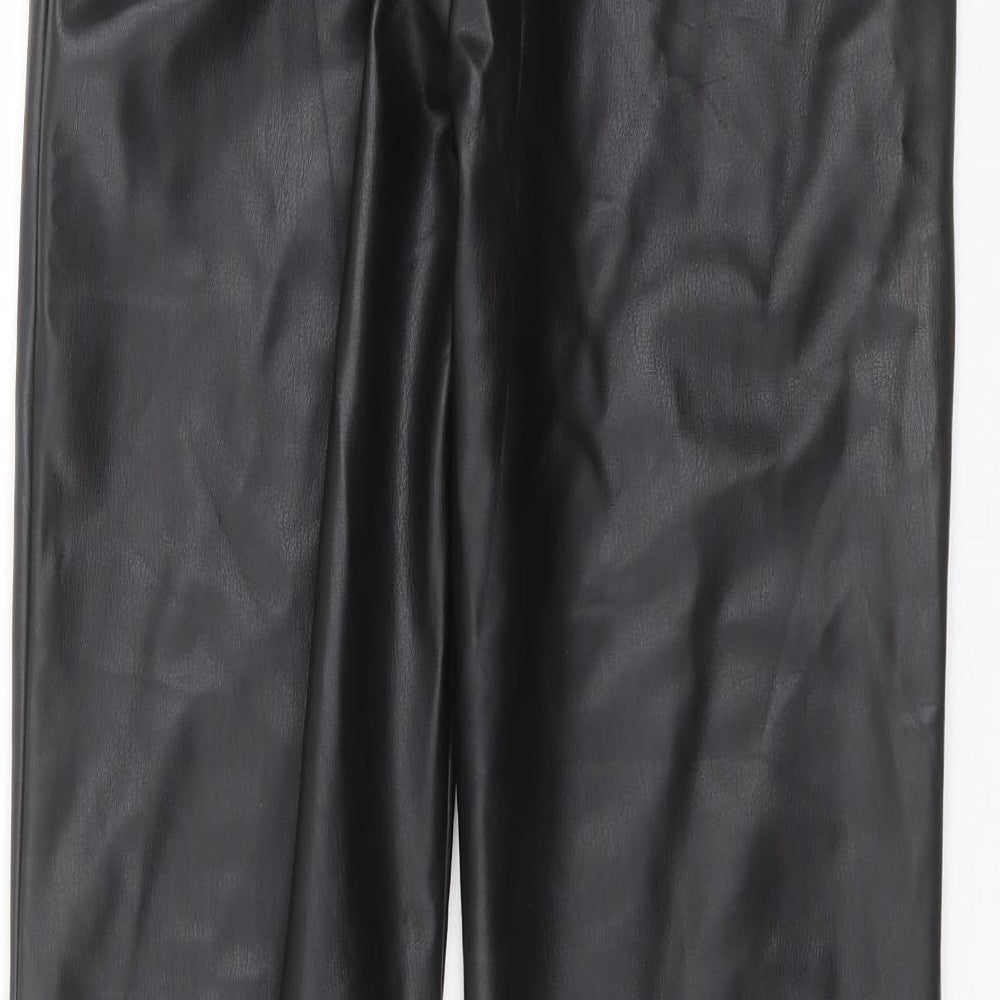 Preworn Womens Black Polyurethane Trousers Size 30 in L29 in Regular