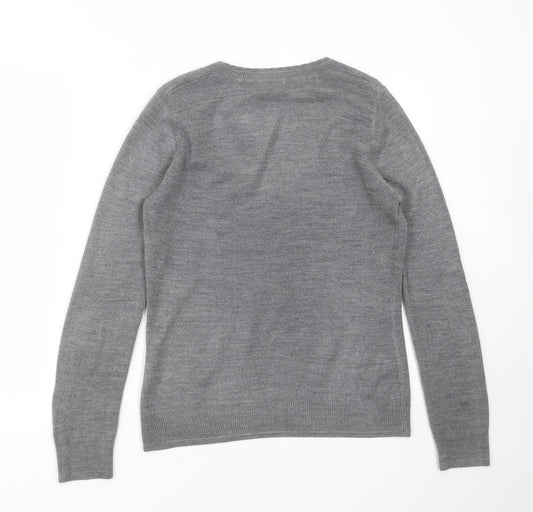 Marks and Spencer Womens Grey Round Neck Acrylic Pullover Jumper Size 12