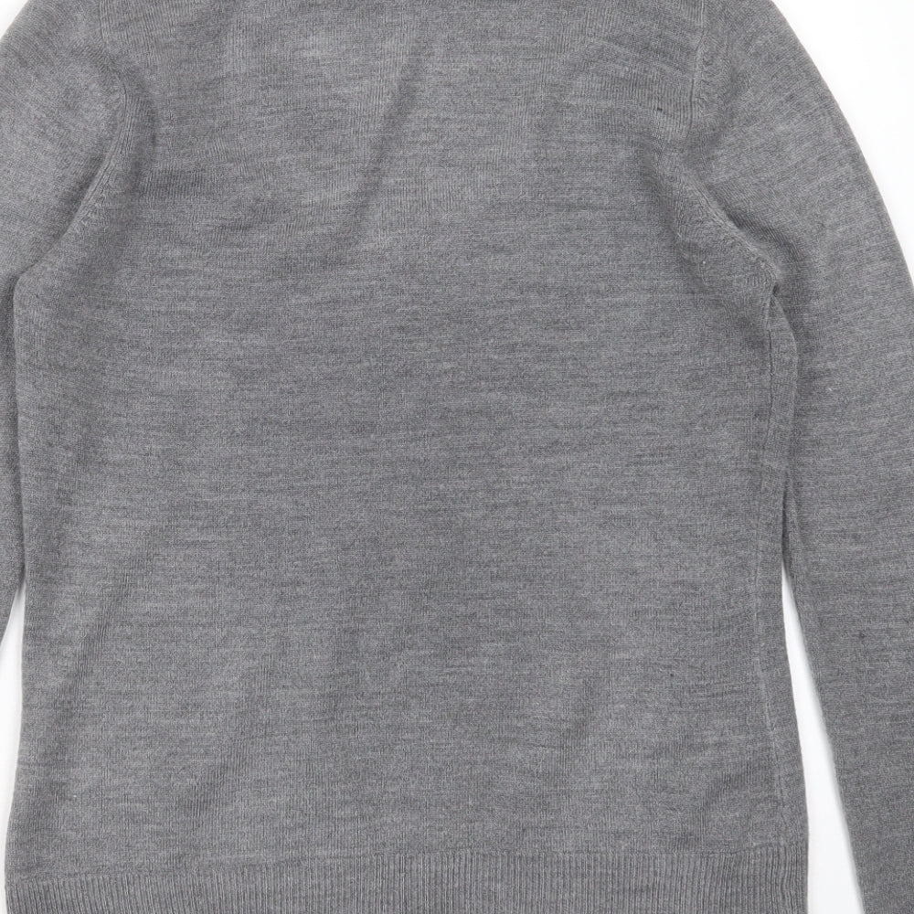 Marks and Spencer Womens Grey Round Neck Acrylic Pullover Jumper Size 12
