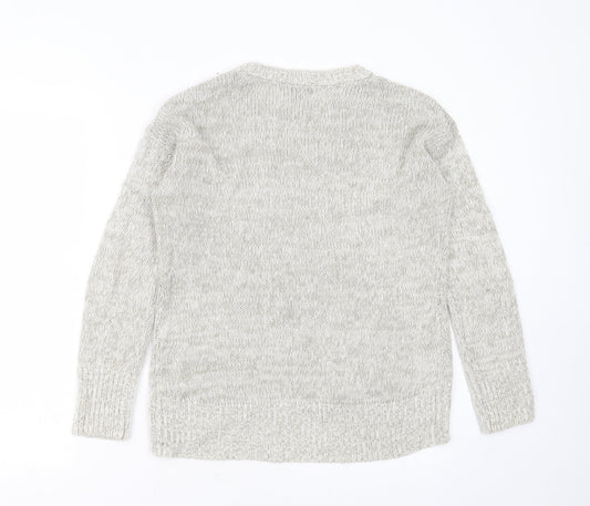 New Look Womens Grey Round Neck Acrylic Pullover Jumper Size S
