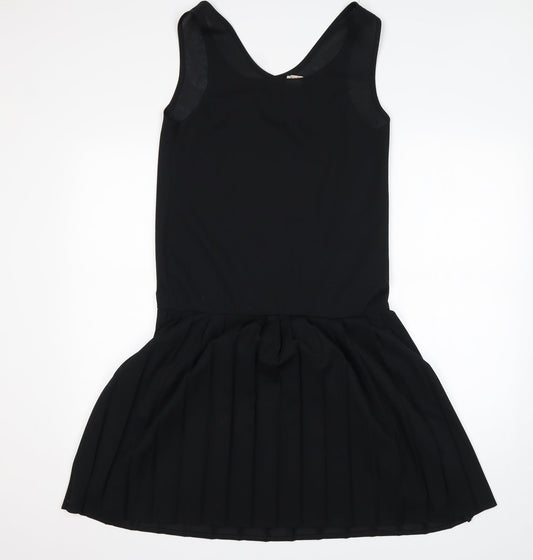 Preworn Womens Black Polyester Tank Dress Size 12 Round Neck
