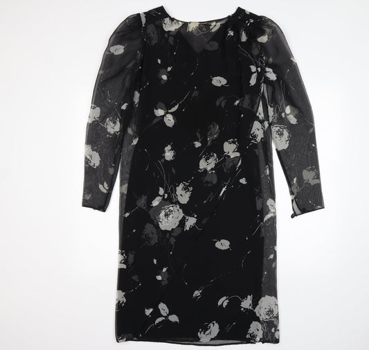 Frank Usher Womens Multicoloured Floral Polyester Shift Size 10 Round Neck