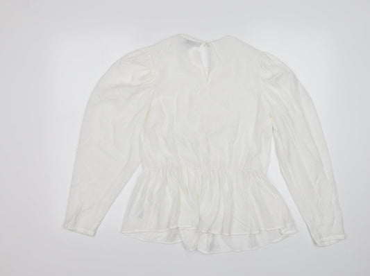 ASOS Womens White Viscose Basic Blouse Size 10 Round Neck