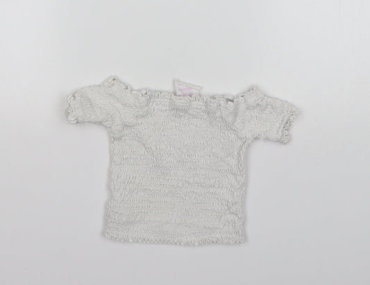 Primark Girls White Polyester Basic Blouse Size 3-4 Years Off the Shoulder