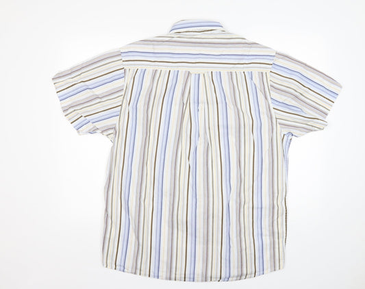 Lee Cooper Mens Multicoloured Striped Cotton Button-Up Size M Collared