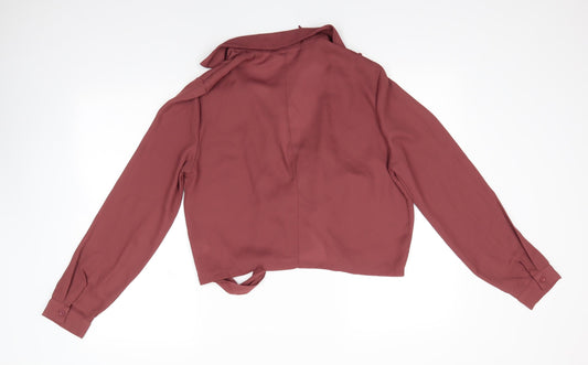 PRETTYLITTLETHING Womens Brown Polyester Basic Blouse Size 12 Collared