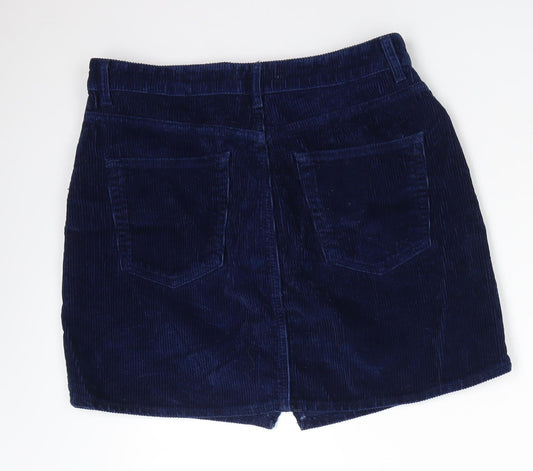 TRF Collection ZARA Womens Blue Cotton A-Line Skirt Size L - Cord