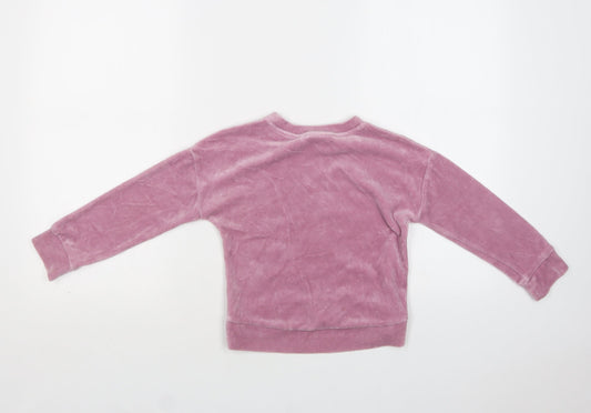 NEXT Girls Pink Cotton Pullover Sweatshirt Size 6 Years - Snowflake Pattern