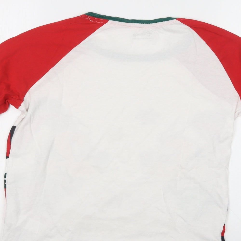 F&F Womens White Cotton Top Pyjama Top Size 6 - Mickey Christmas