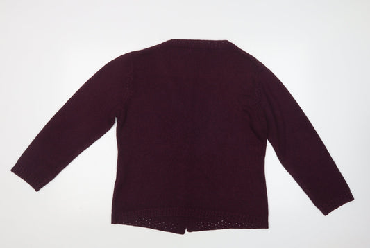 Signature Experience Womens Purple V-Neck Acrylic Cardigan Jumper Size XL