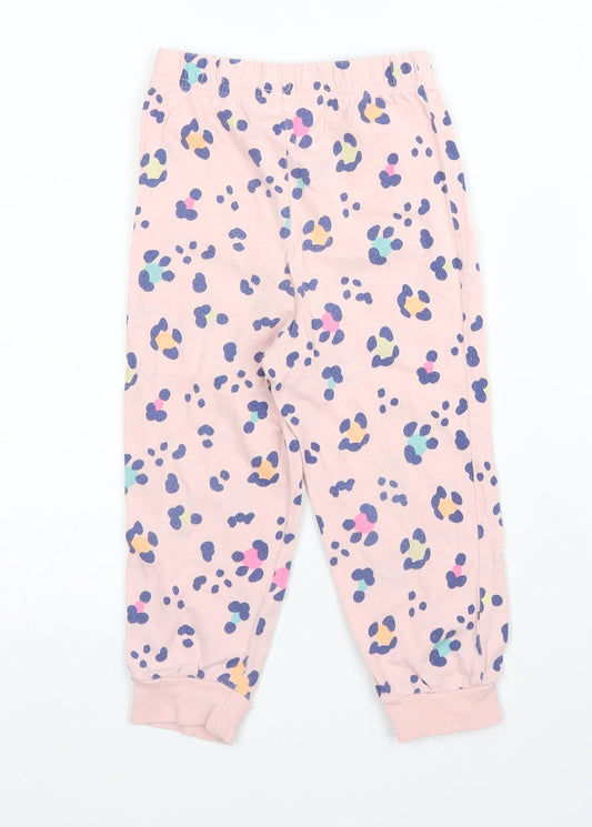 Matalan Girls Pink Animal Print Cotton Capri Pyjama Pants Size 2 Years - Leopard print
