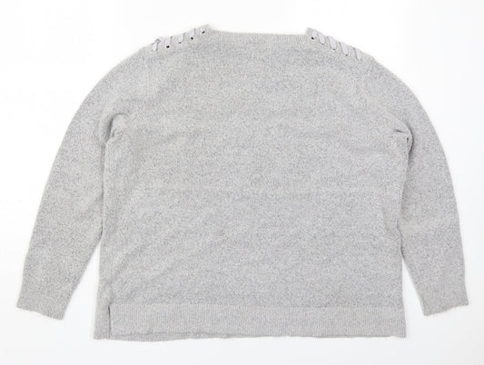 Marks and Spencer Womens Grey Round Neck Acrylic Pullover Jumper Size 14