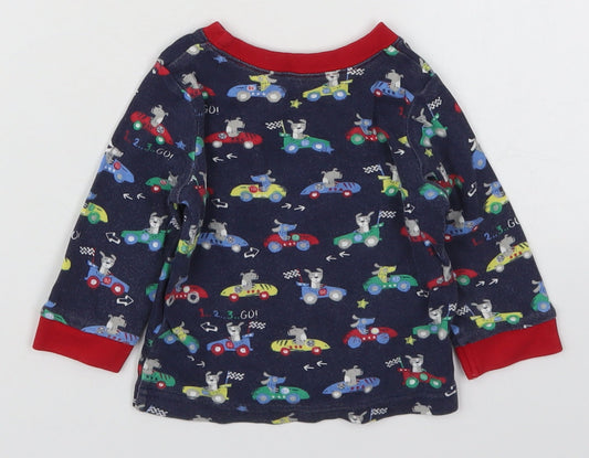George Boys Blue Solid Cotton Cami Pyjama Top Size 6-9 Months Pullover - Racecars