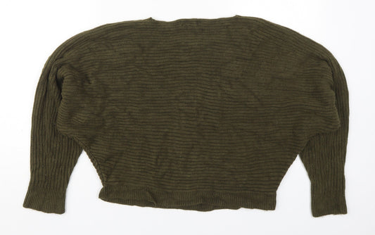 New Look Womens Green Round Neck Acrylic Pullover Jumper Size S