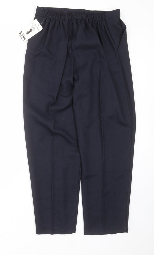 Preworn Womens Blue Herringbone Polyester Trousers Size S L26 in Regular
