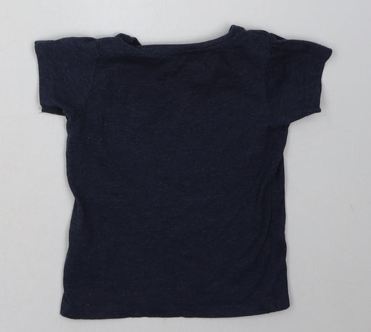 rimark Girls Blue Cotton Basic T-Shirt Size 18-24 Months Crew Neck Pullover - family together