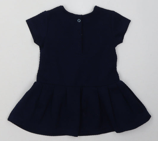 NEXT Girls Blue Polyester A-Line Size 9-12 Months Crew Neck Button