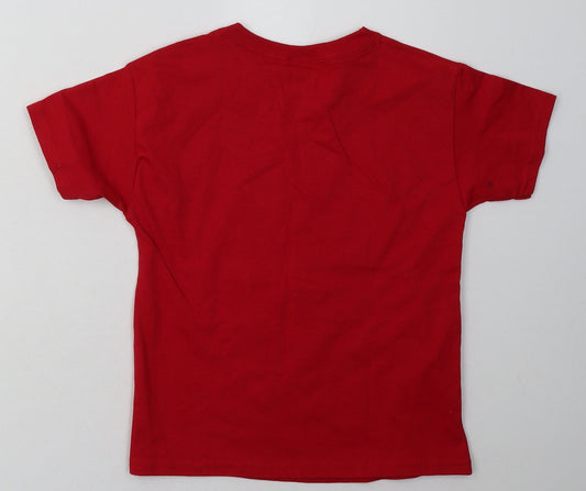 Hanes Girls Red Cotton Basic T-Shirt Size S Crew Neck Pullover - disney squad