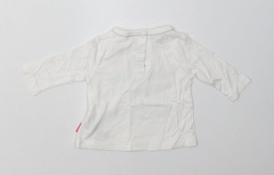 Preworn Girls White Cotton Basic Casual Size 0-3 Months Crew Neck Buckle