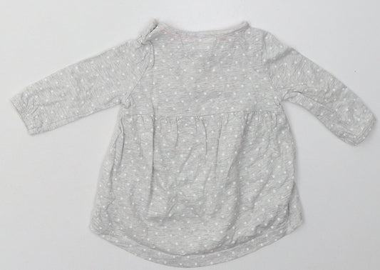 Disney Girls Grey Polka Dot Cotton A-Line Size 3-6 Months Crew Neck Pullover - Winnie The Pooh