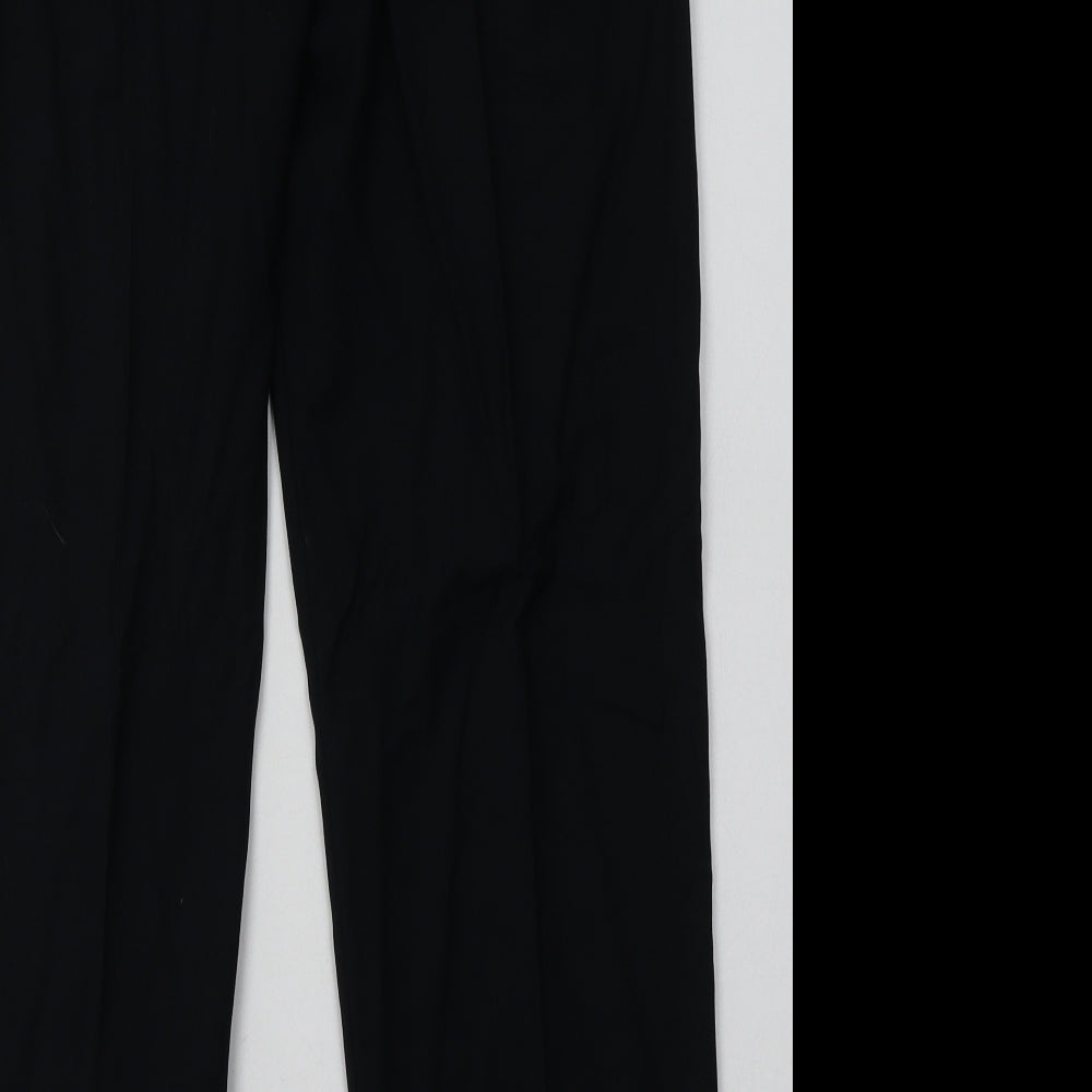 Marks and Spencer Womens Black Polyester Trousers Size 12 L29 in Regular Buckle