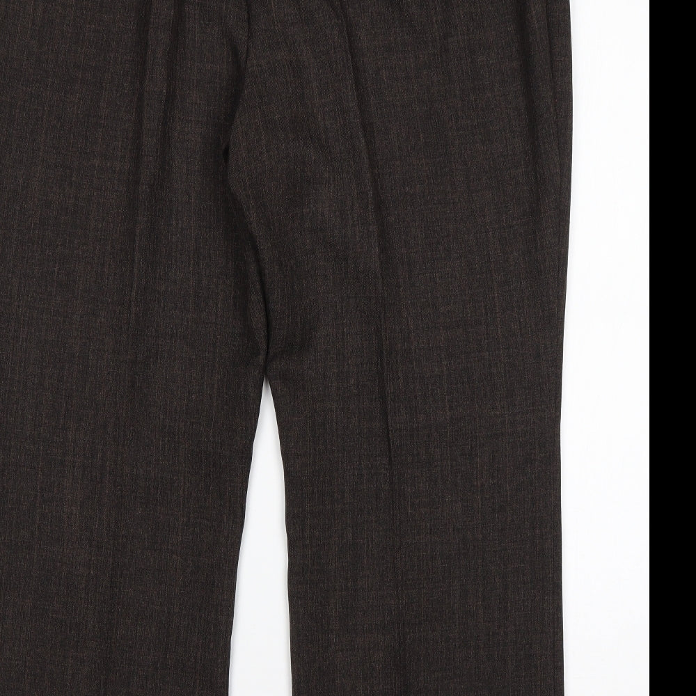 M&S Mens Brown Polyester Trousers Size 20 L28 in Regular
