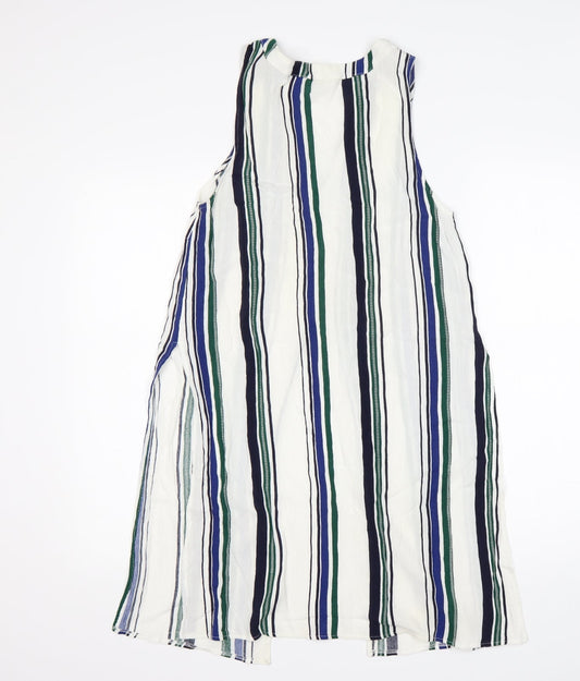 River Island Womens Multicoloured Striped Viscose Basic Blouse Size 10 V-Neck