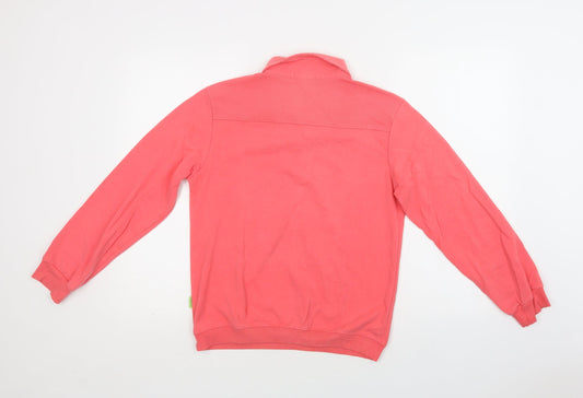Stadlie Womens Pink Cotton Henley Sweatshirt Size M Button