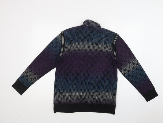 HJLRT Womens Multicoloured Collared Geometric Henley Jumper Size XL