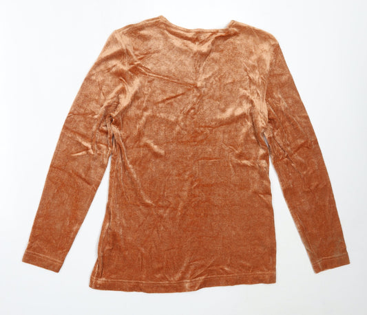Bianca Womens Orange Round Neck Polyester Pullover Jumper Size 36
