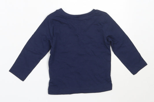 Mini Rebel Boys Blue Cotton Basic T-Shirt Size 6-9 Months Round Neck