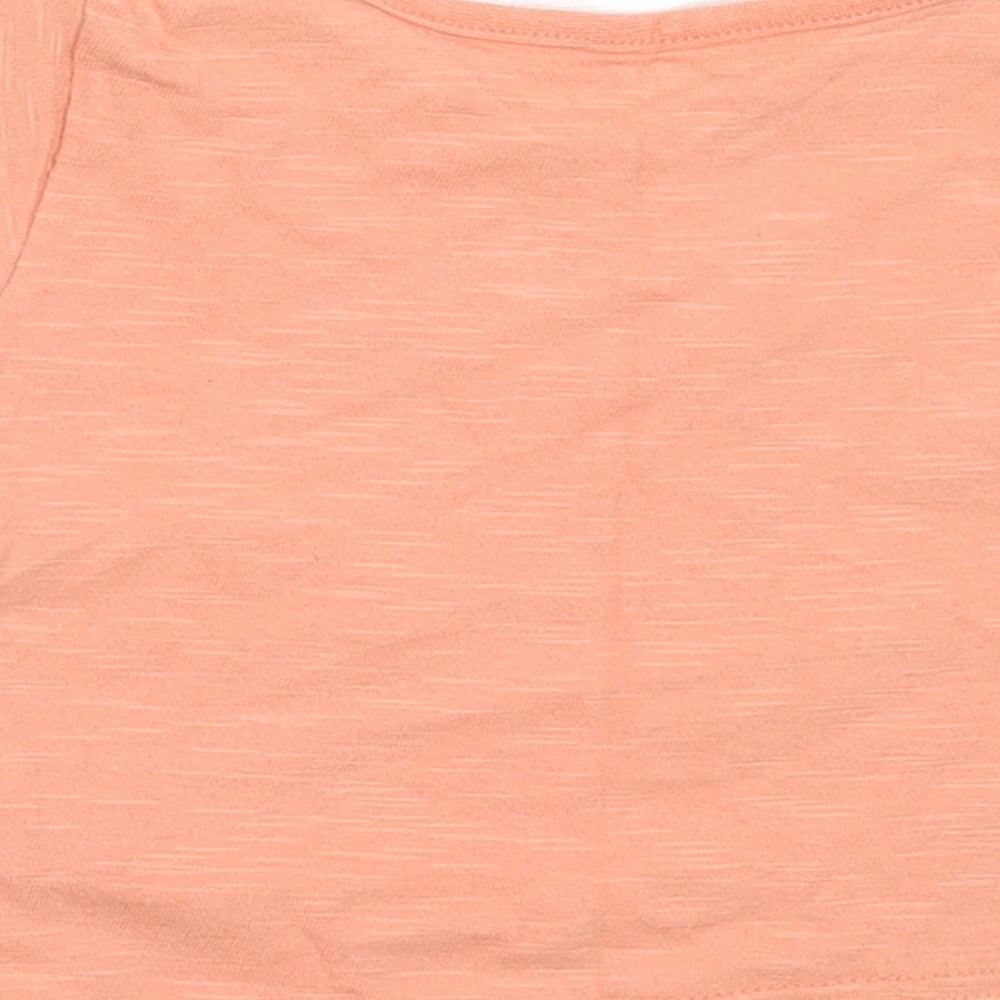 Marks and Spencer Girls Orange Cotton Basic T-Shirt Size 6-9 Months Round Neck