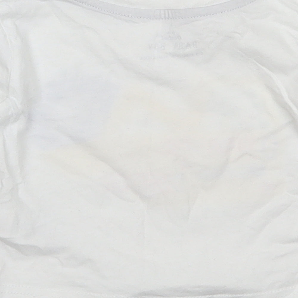 Mini Rebel Boys White Cotton Basic T-Shirt Size 6-9 Months Round Neck