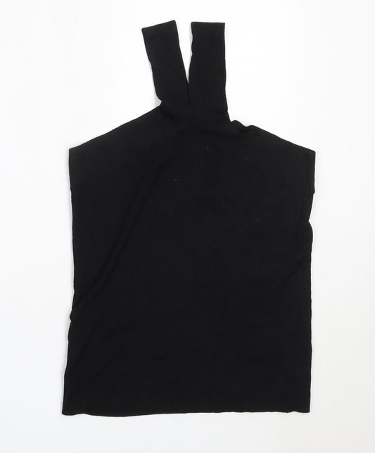 NEXT Womens Black Viscose Basic Blouse Size 10 Round Neck
