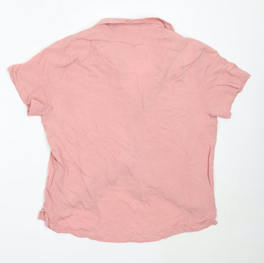 ASOS Womens Pink Viscose Basic Button-Up Size M Collared