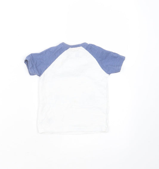 George Boys White Cotton Basic T-Shirt Size 6-9 Months Round Neck - little man at work