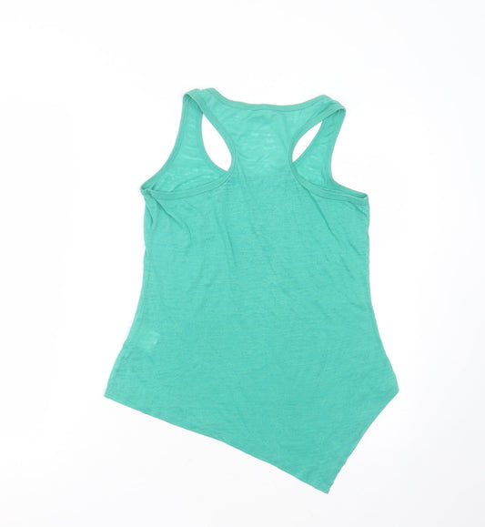 FASHION PRIDE Womens Green Polyester Basic Tank Size 12 Round Neck - Asymmetric Hem