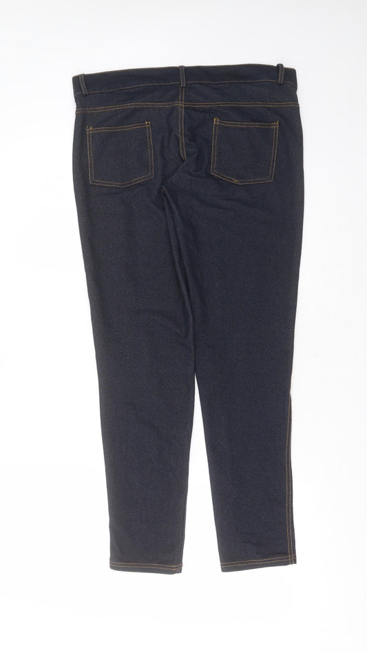 F&F Womens Blue Cotton Jegging Jeans Size 12 L29 in Extra-Slim Zip