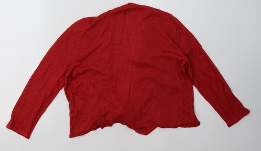 M&Co Womens Red V-Neck Viscose Cardigan Jumper Size 12