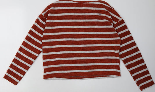 New Look Womens Brown Striped Polyester Pullover Sweatshirt Size M Pullover